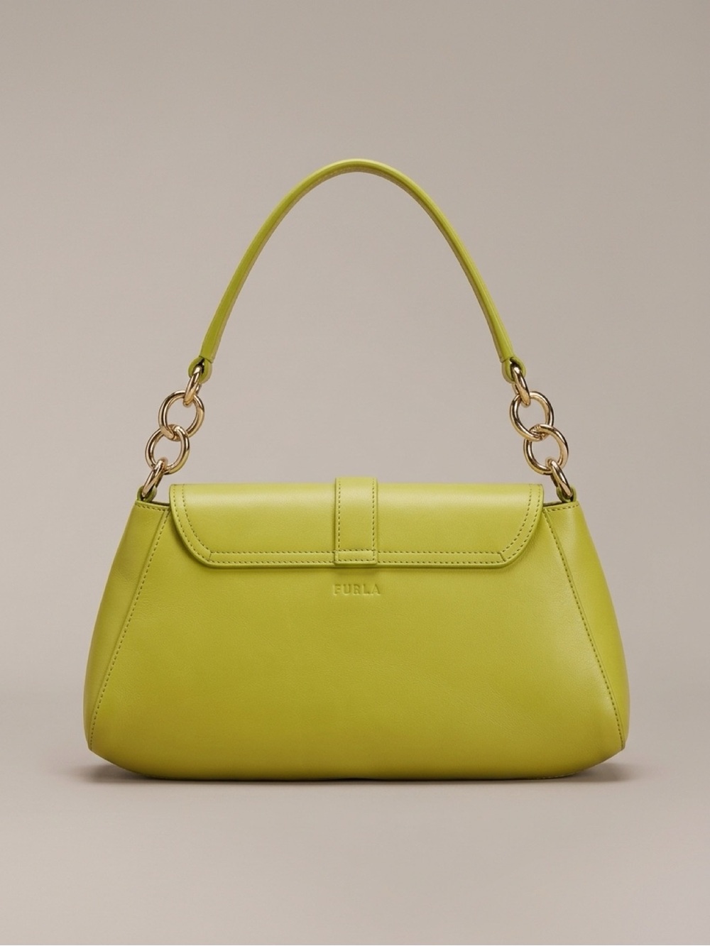 Furla Chartreuse Leather Shoulder Bag with Gold Hardware made in Italy - Picture 2 of 11